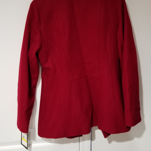 London Fog's  Red Wool Blend Pea Coat - Picture 4 of 5